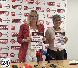 Sindicatos marchan en Extremadura por pleno empleo y mejoras laborales el 1 de mayo