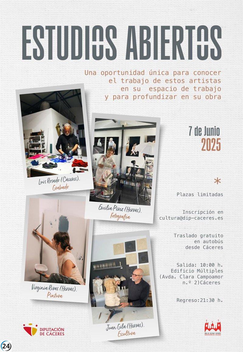 La Diputación de Cáceres invita al público a explorar los estudios de cuatro destacados artistas.