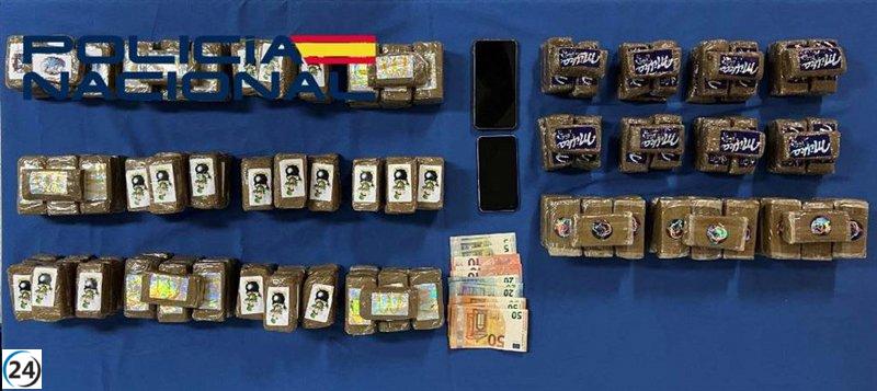 Arrestan a un individuo con 19 kilos de hachís al ingresar a Badajoz.