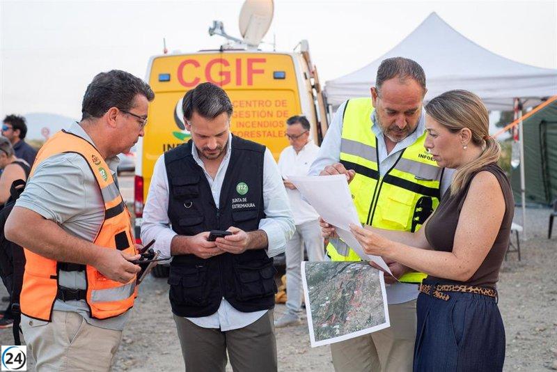 Incendio en Jarilla se expande rápidamente hacia el norte, obligando a evacuar áreas cercanas a Hervás.