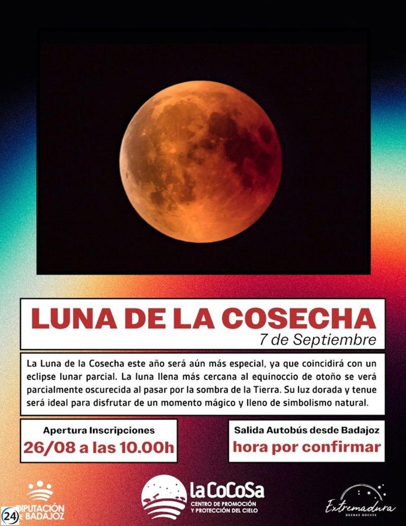 La Diputación de Badajoz invita a contemplar el eclipse lunar y la Luna de la Cosecha en un evento astronómico.