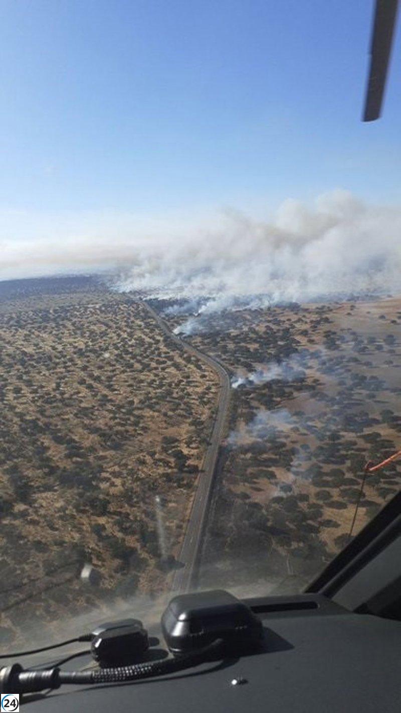 Controlado el incendio en Monroy, se reduce la alerta de peligro.