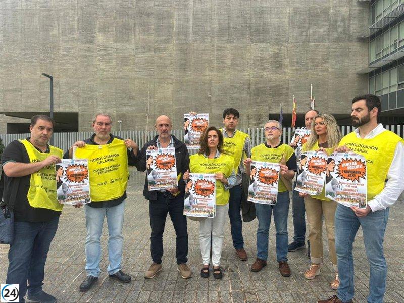 Docentes de Extremadura se movilizan el 7 de noviembre en demanda de equidad salarial.