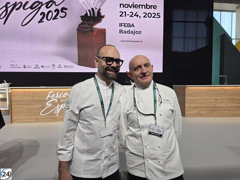 Toño Pérez y José Pizarro celebran en la Feria Espiga de Badajoz la riqueza y singularidad de los productos extremeños.