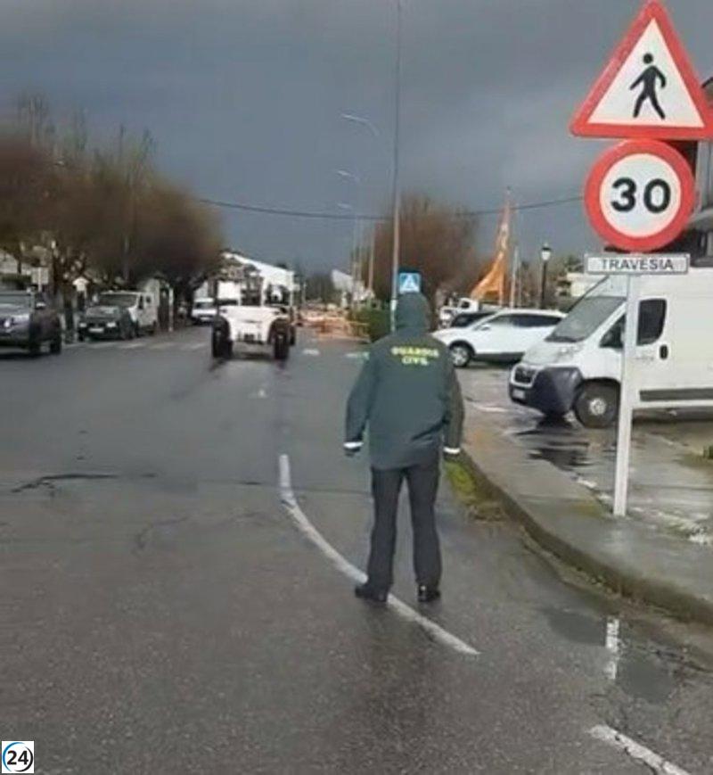 Veinte vías de Cáceres sufren estragos por fuertes lluvias y nevadas.