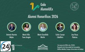 Carlos Cuerpo y María Guardiola, pioneros en ser reconocidos como Alumni Honoríficos de la Universidad de Extremadura.