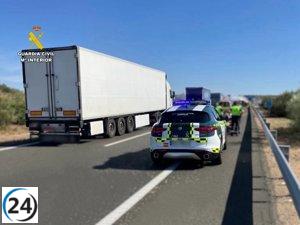 Conductor de camión detenido cerca de Miajadas por exceder siete veces el límite de alcohol en sangre.