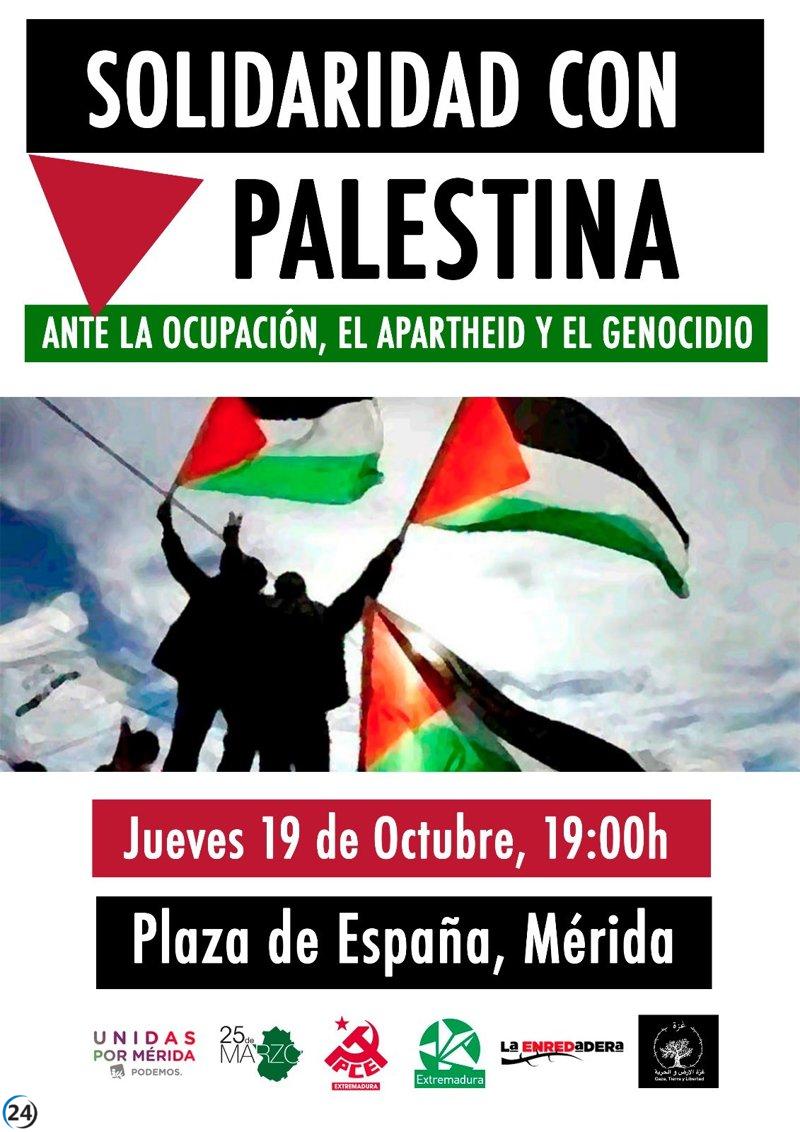 Manifestación en Mérida este jueves en solidaridad con Palestina, convocada por diversos colectivos.