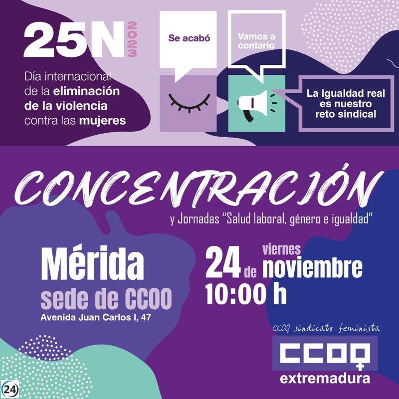CCOO protesta en Mérida contra la violencia machista y la negación de las fuerzas conservadoras